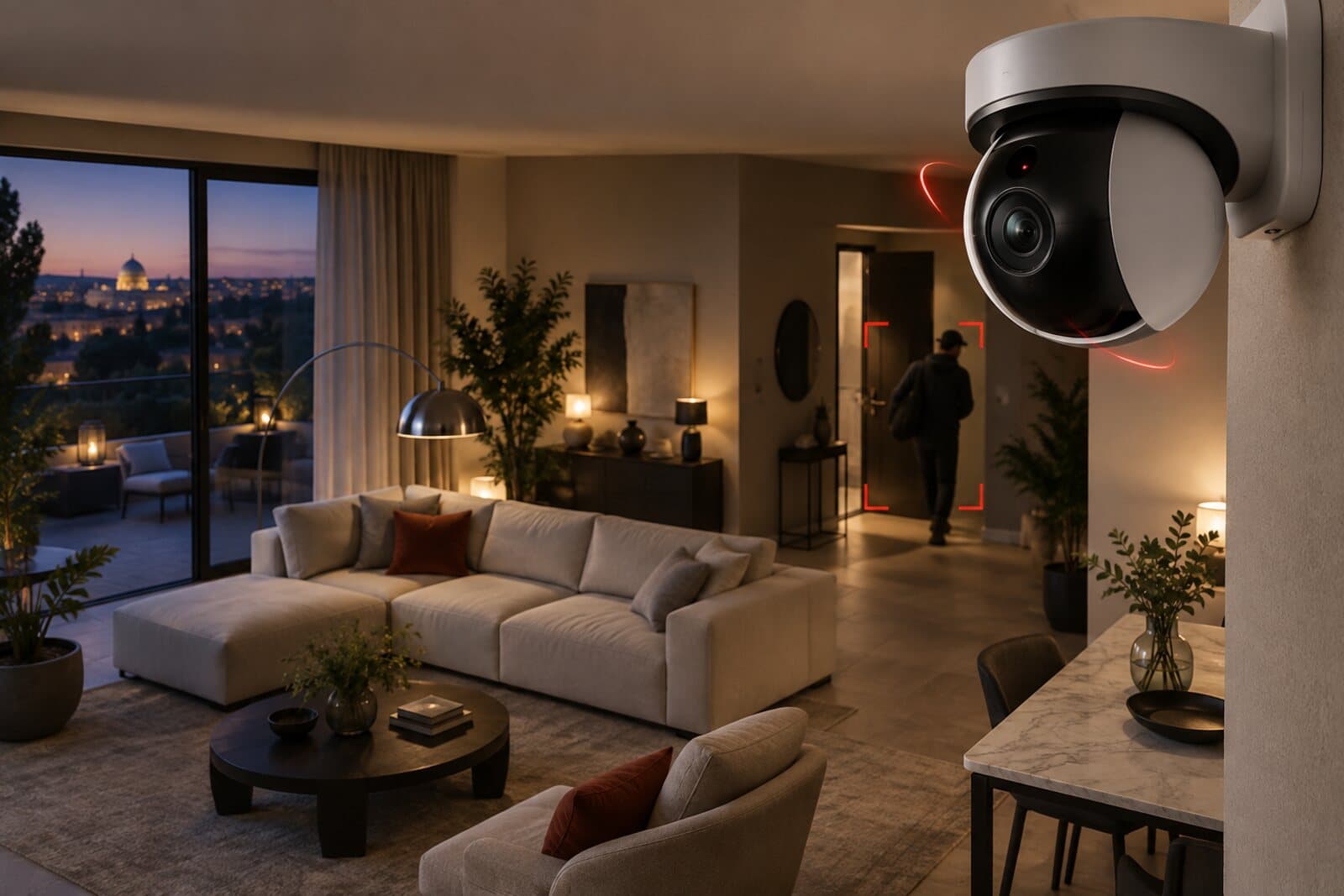 Telecamera intelligente K24alarm che segue e ingrandisce un movimento sospetto.